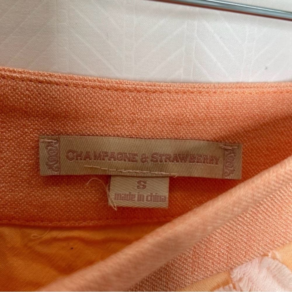 Champagne & Strawberry Peach Floral Embroidered A-Line Skirt
