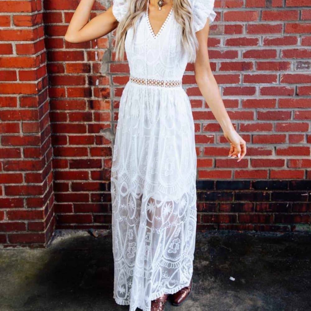 ⭐️ Southern Fried Chics White Lace Maxi Dress