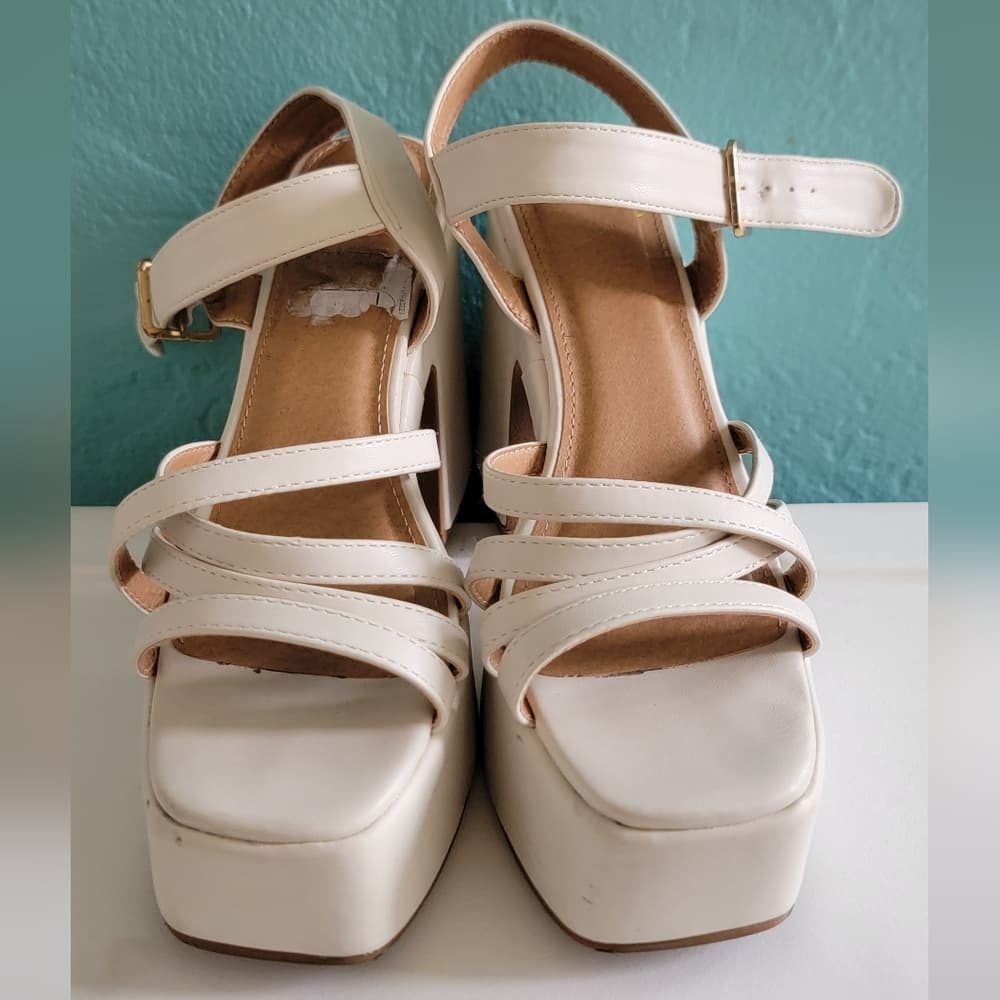 Report White Chunky Platform Strappy Sandals