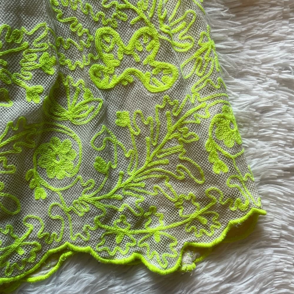 Anthropologie Scalloped Neon Skirt