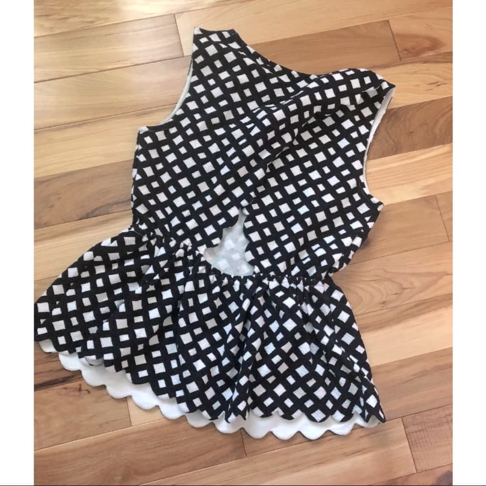 Anthropologie Black & White Peplum Top