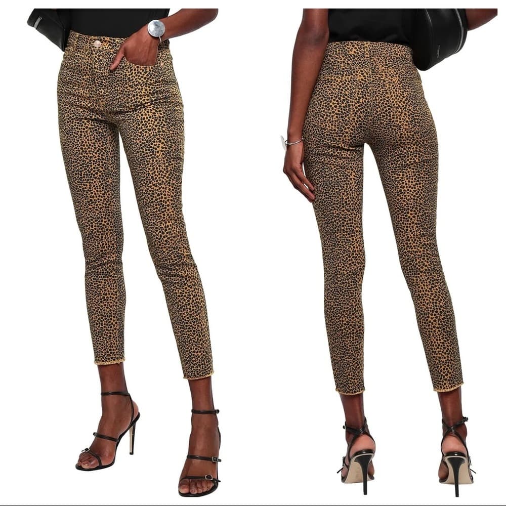 ⭐️ CURRENT/ELLIOTT Leopard Animal Print Skinny Jeans with FREE WHBM Necklace