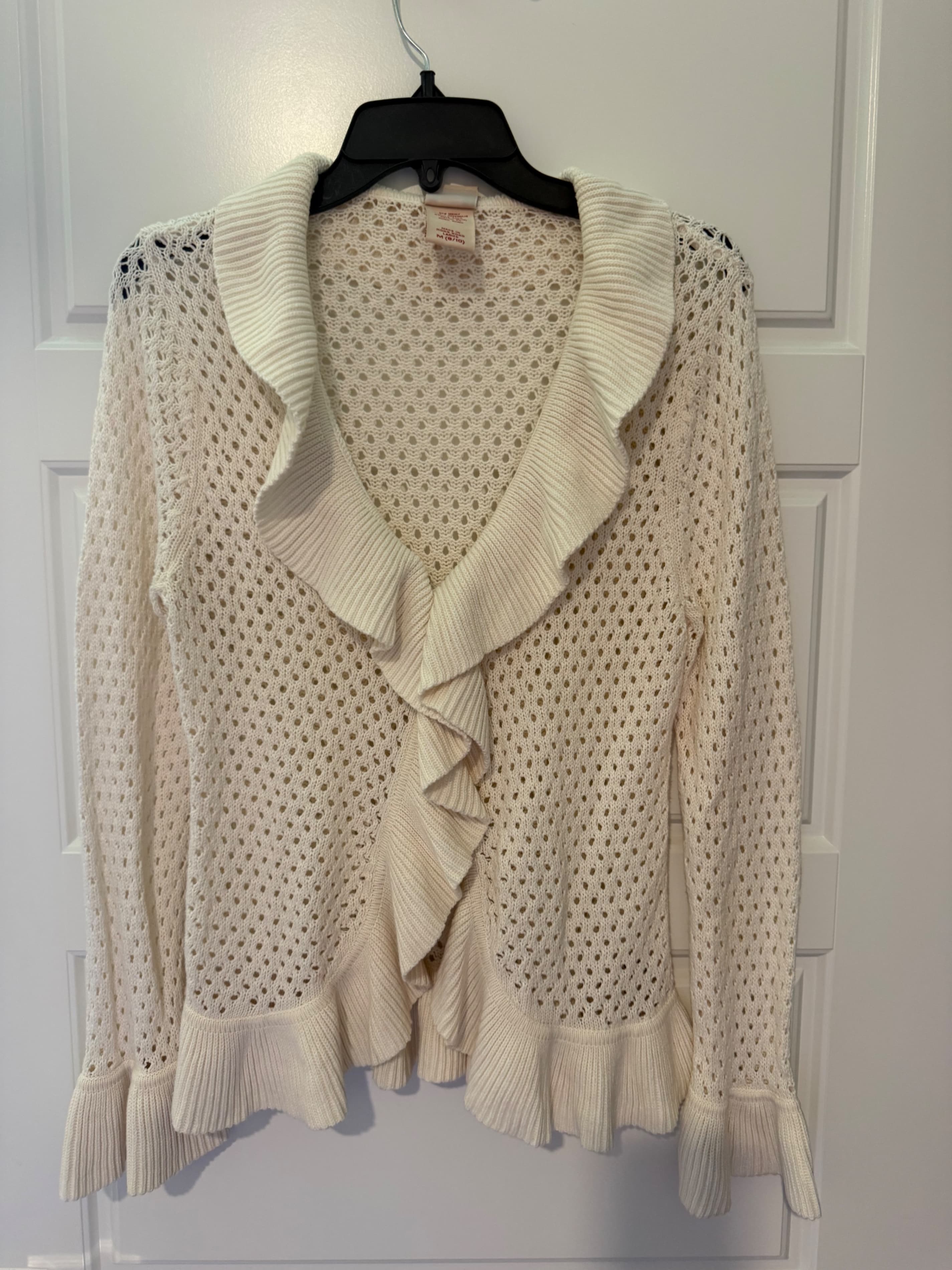 Faded Glory Women's Ruffle Cardigan Sweater Size M