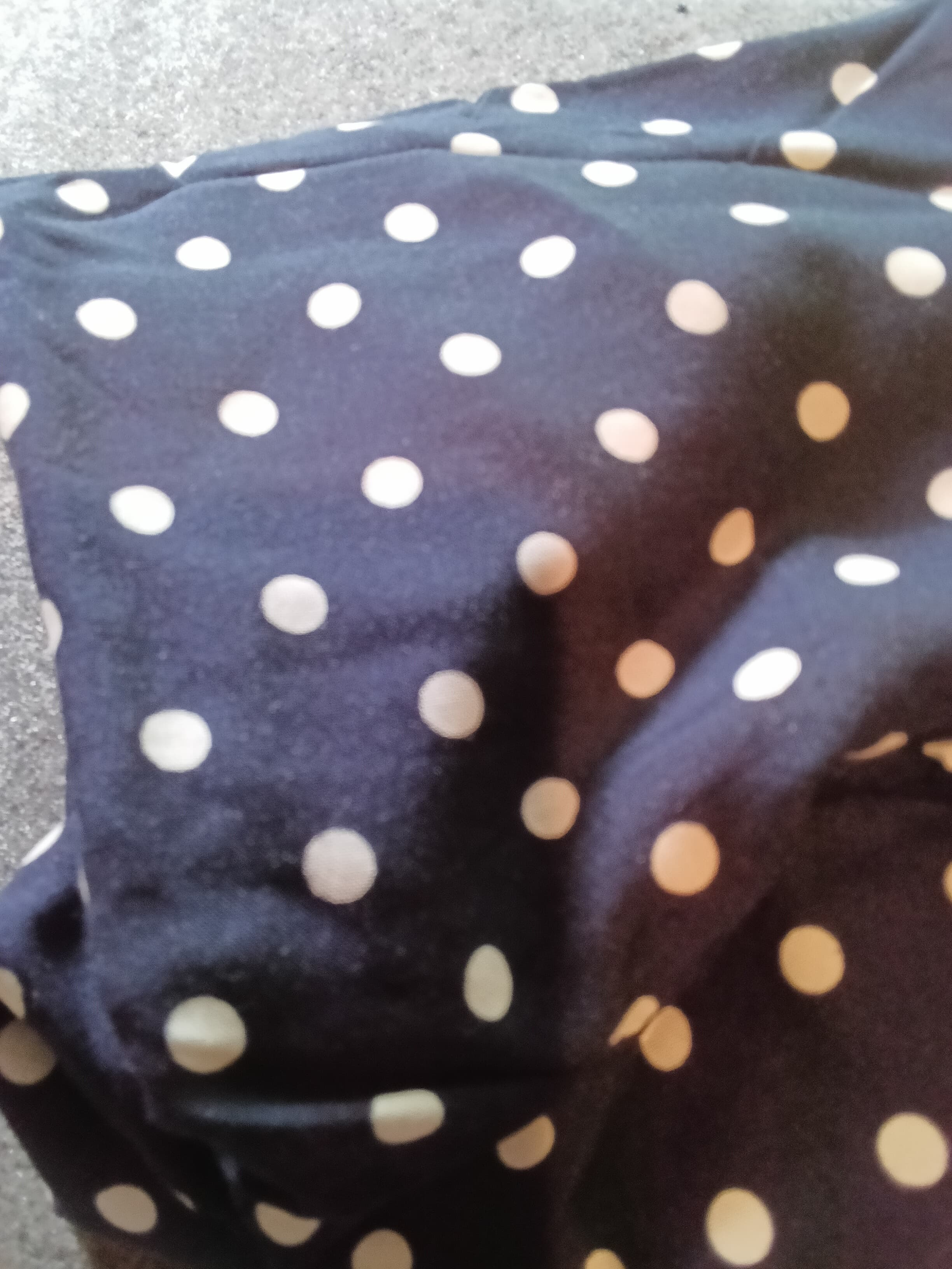 Polka Dot Fabric, Navy with White Dots irruglar cut