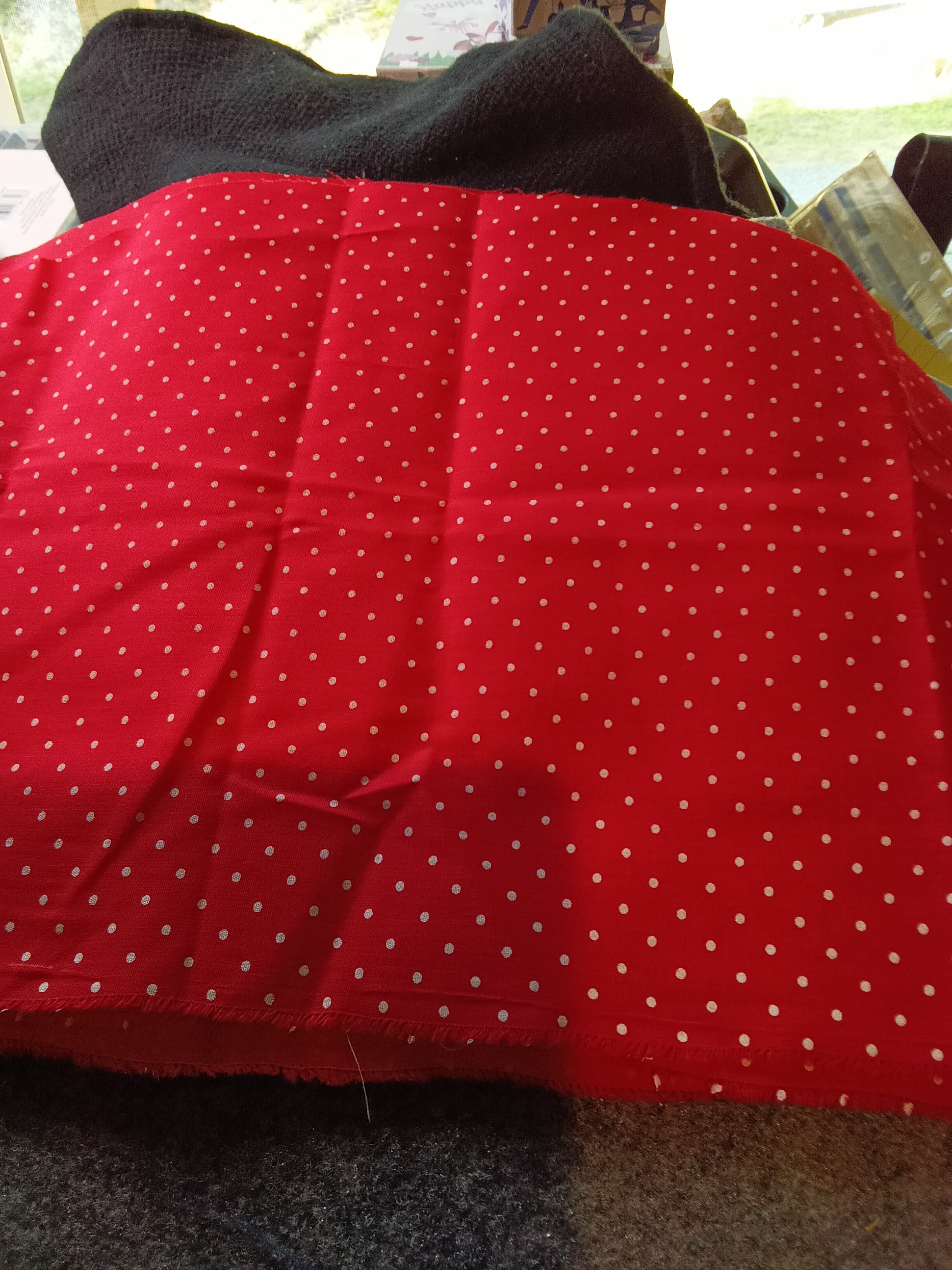 #2 Red Polka Dot Fabric Material (bigger dots)