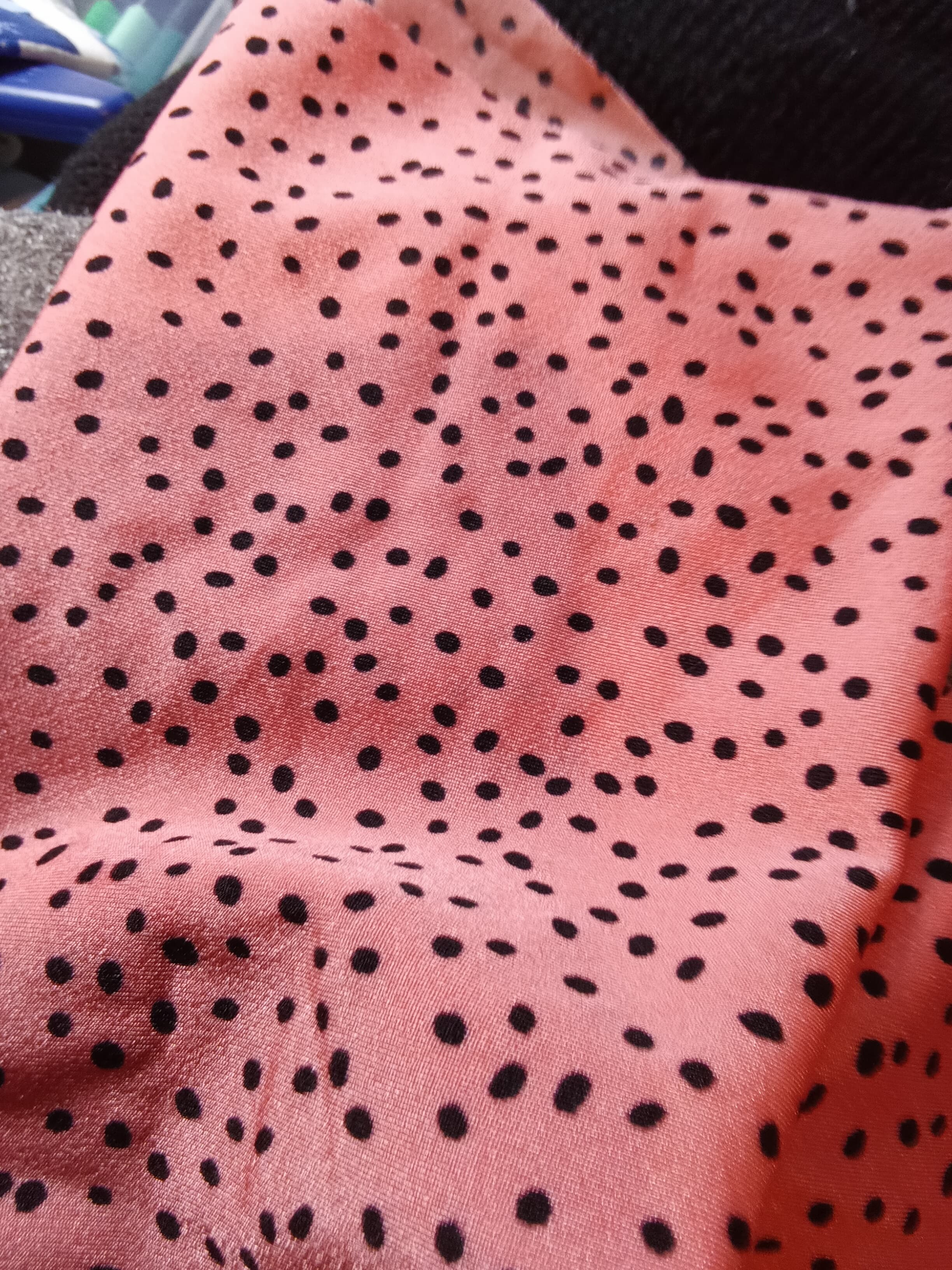 Coral Polka Dot spandex Fabric