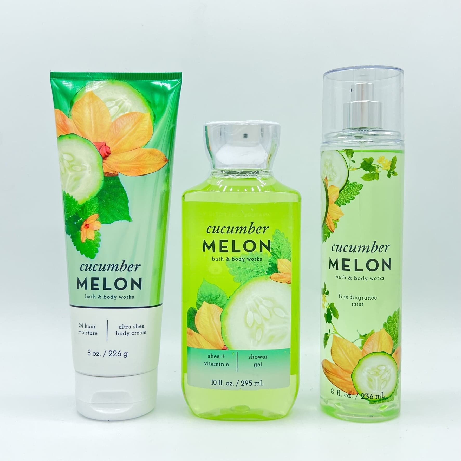 3 Pc Bath Body Works 2025 Cucumber Melon Body Mist Body Cream Body Wash Set US SELLER