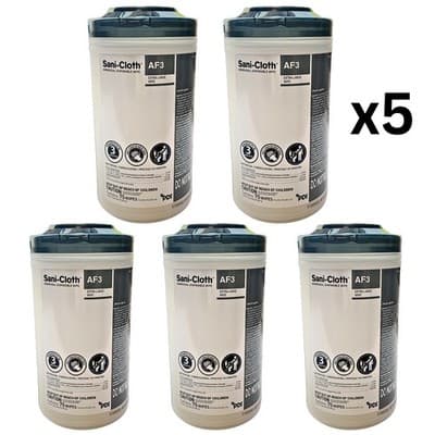 PDi Sani-Cloth AF3 Extra Large Germicidal Wipes - 5 Canisters - NEW - Exp 2/2028