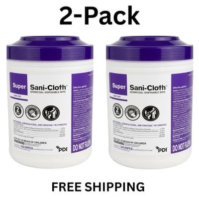 Super Sani-Cloth Germicidal Wipes Disinfecting Large 160ct - 2 Pack - Exp. 01/28