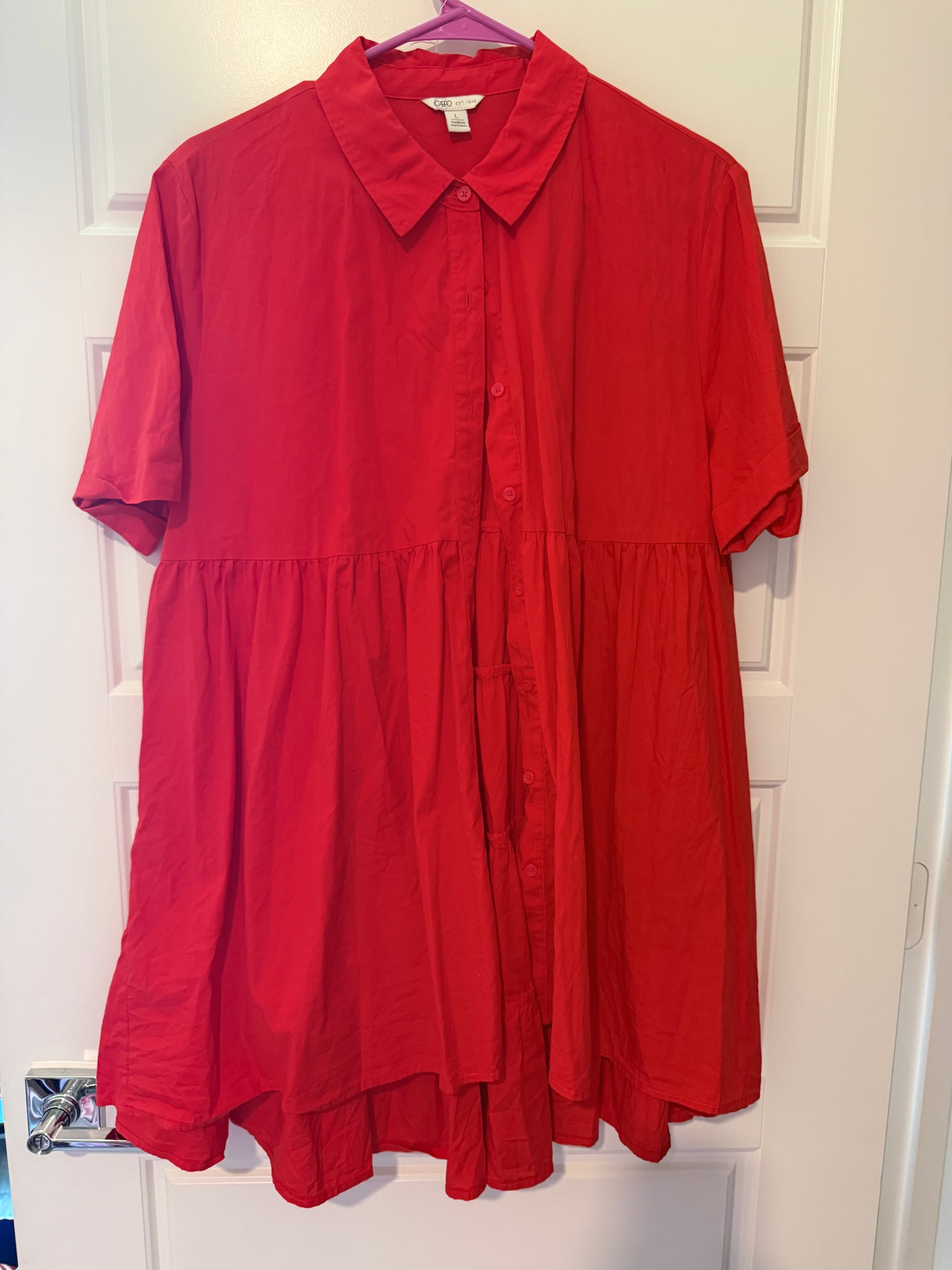 Cato Red Button-Up Dress Size L