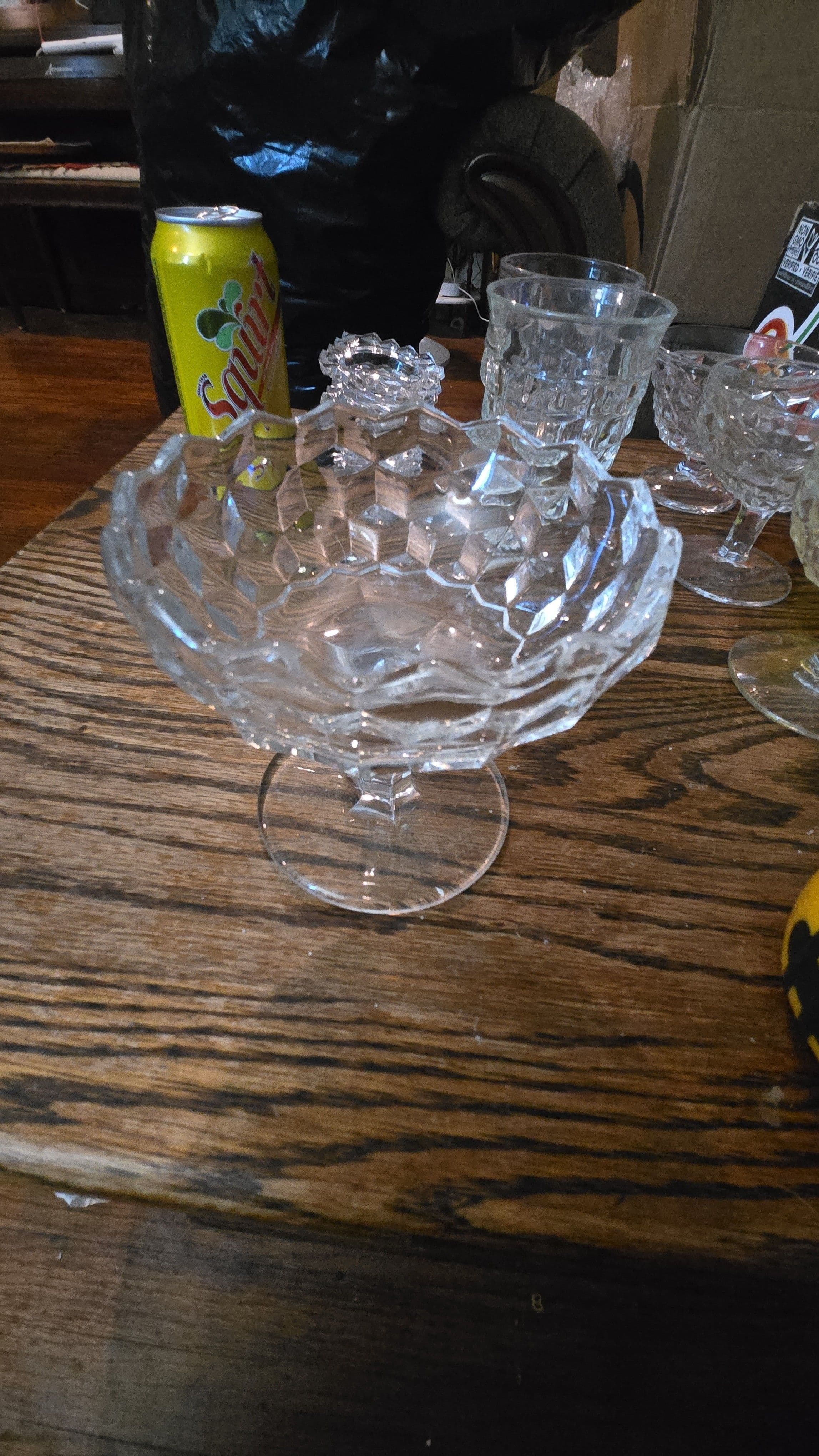 Fostoria American clear Cubist