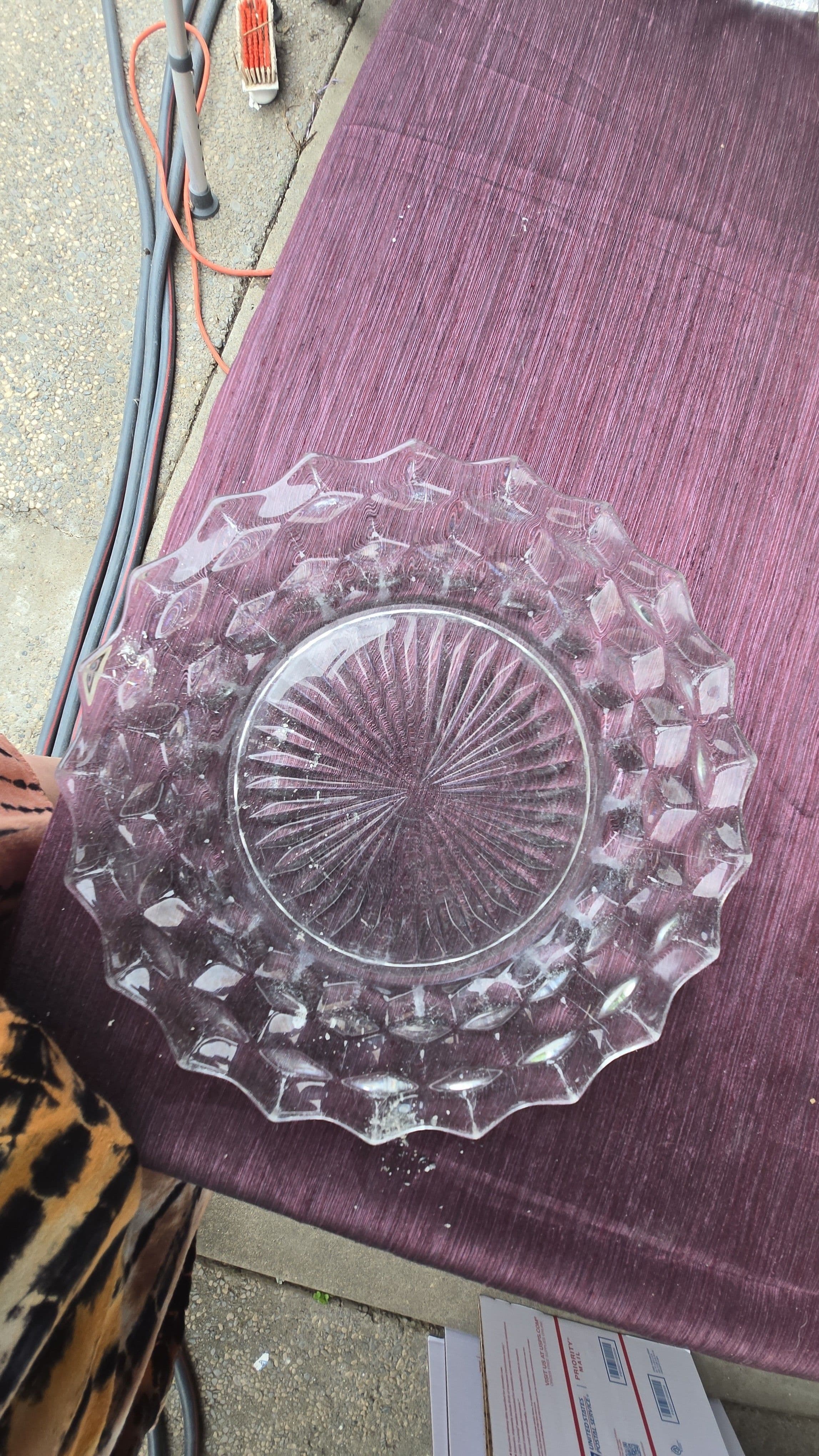 Fostoria American Clear Cubist 9.5"