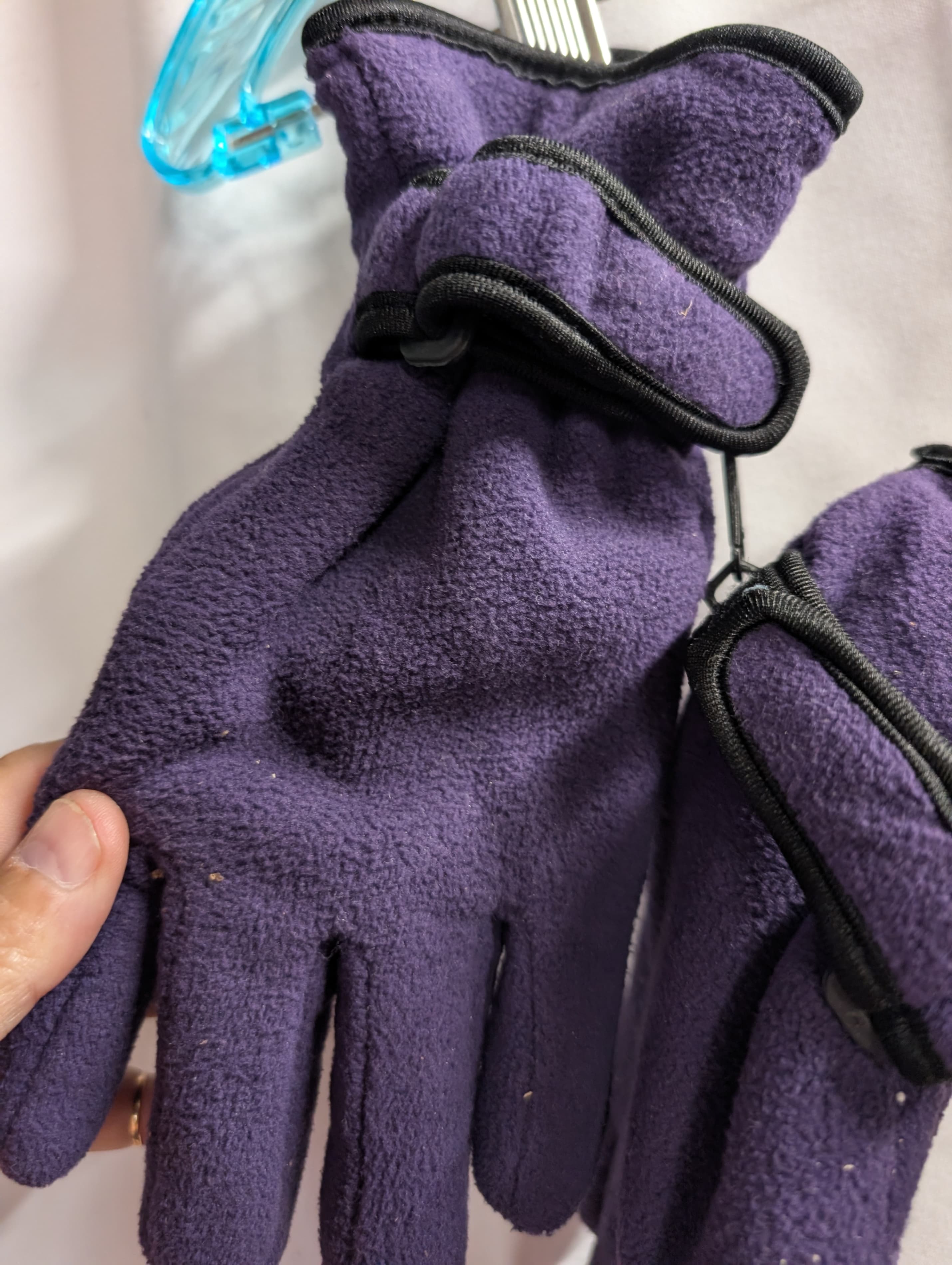 Purple Fleece Winter Gloves with Black Trim