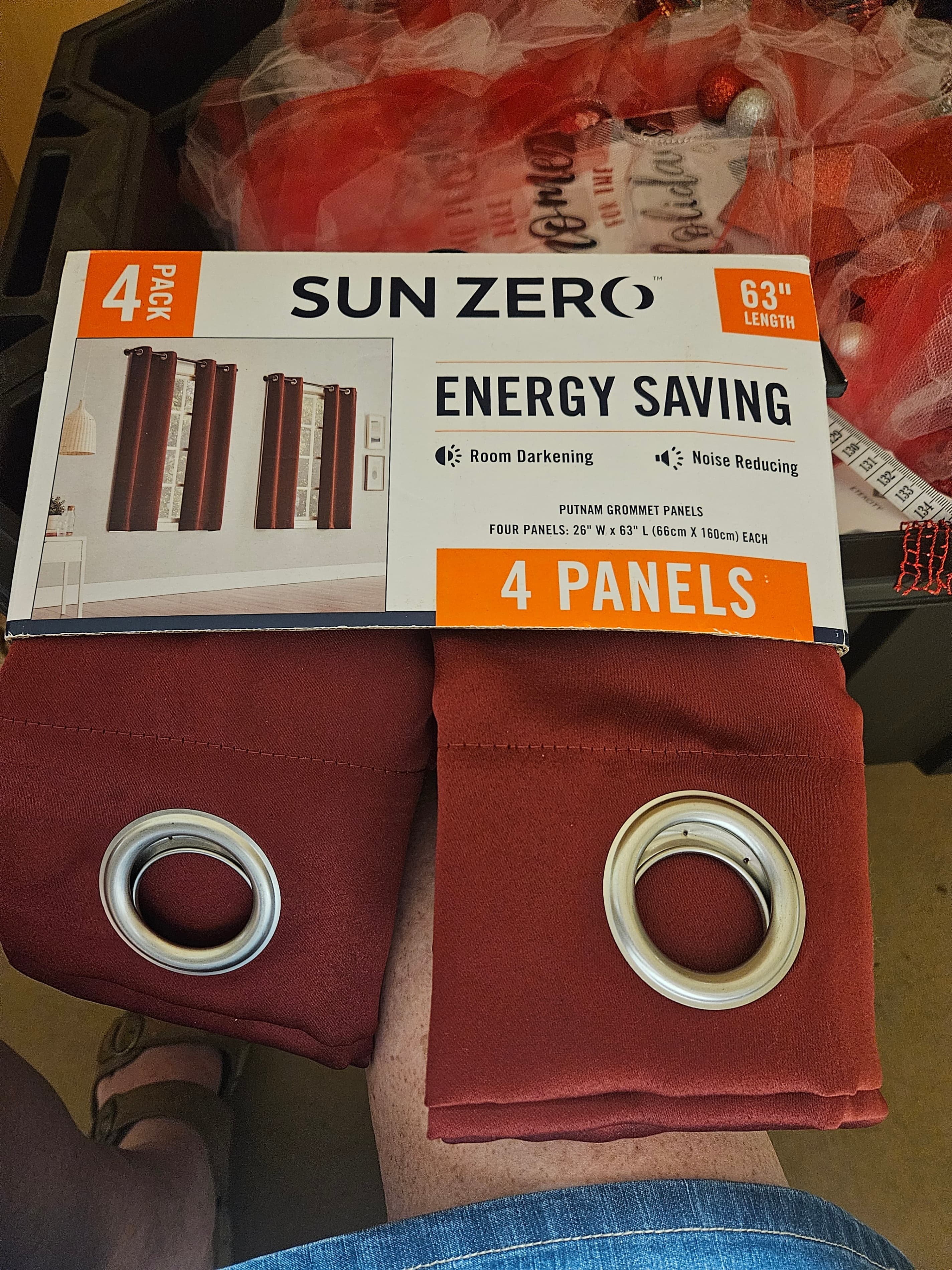 Sun Zero Energy Saving Curtains 63" Length 4-Pack