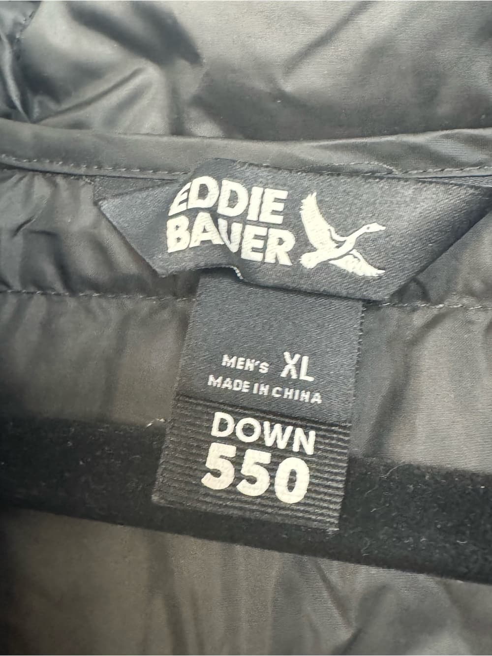 291. Eddie Bauer 550 Down Hooded Puffer Jacket Black Men’s XL