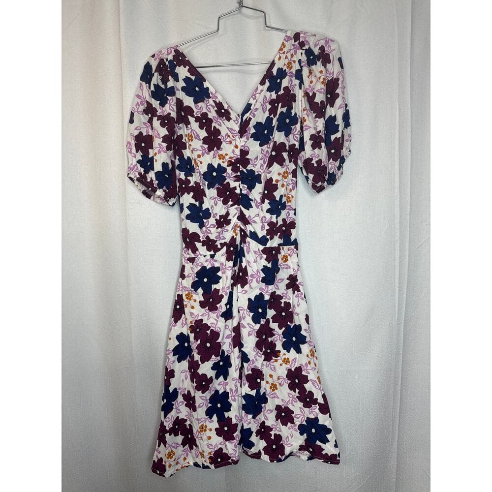 402. Valija Floral Puff Sleeve Ruched Mini Dress Size S