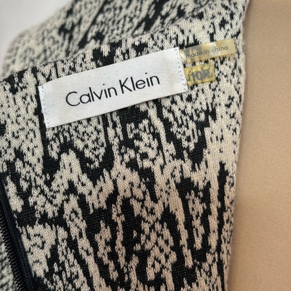 66. Calvin Klein Snakeskin Print Belted Sheath Dress - Size 10P