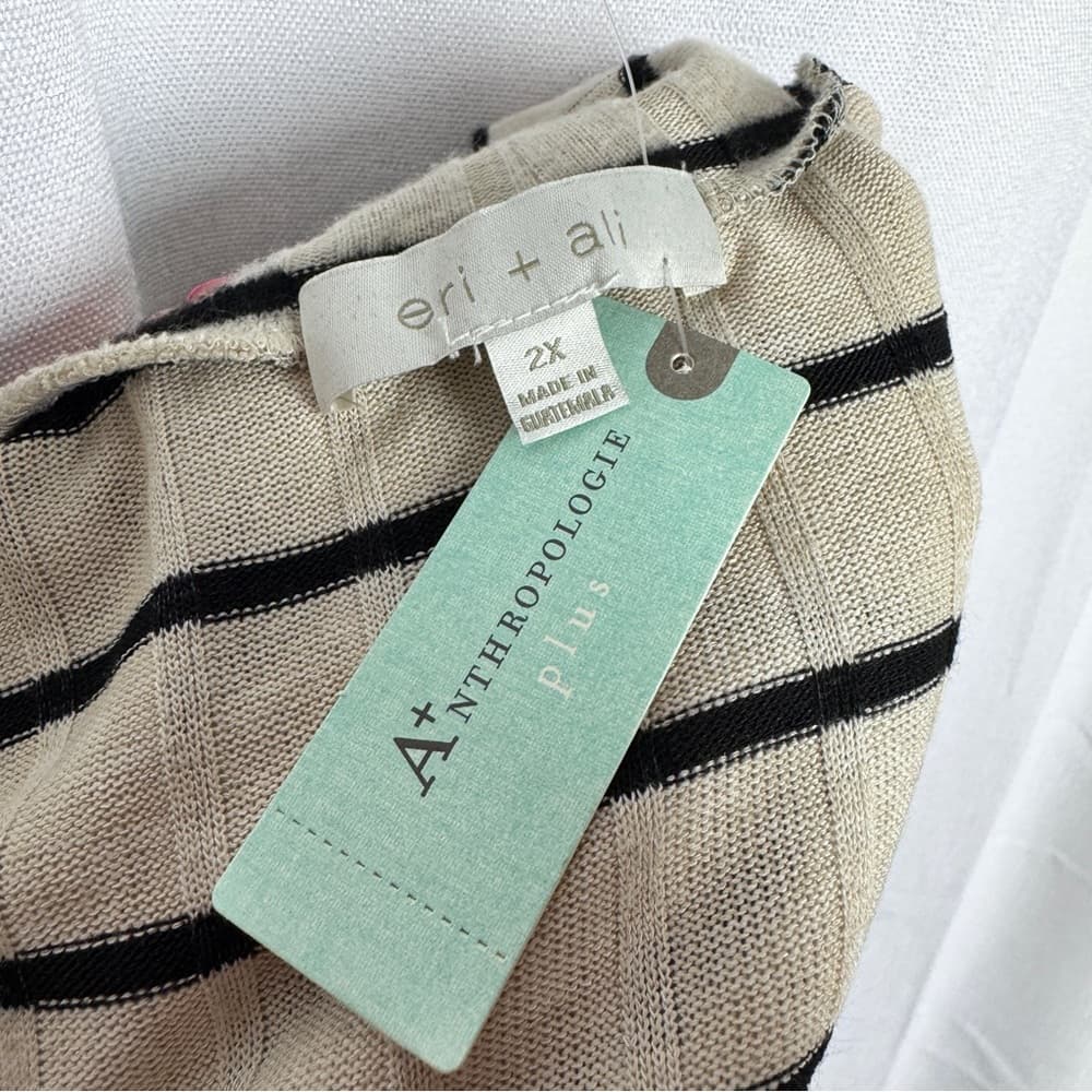 317. Pilcro Anthropologie A+ Eri + Ali Striped Ribbed Mock Neck Top NWT Plus 2X
