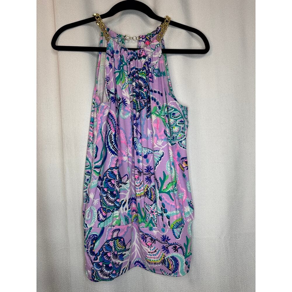 363. Lilly Pulitzer Halter Tank Top Purple Sea Life Print Size S