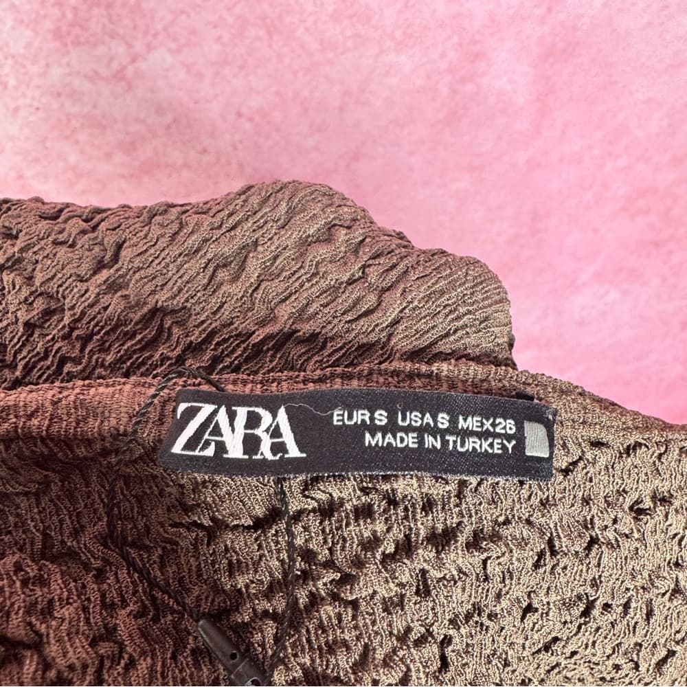 214. ZARA Textured Brown Sleeveless Midi Dress Small