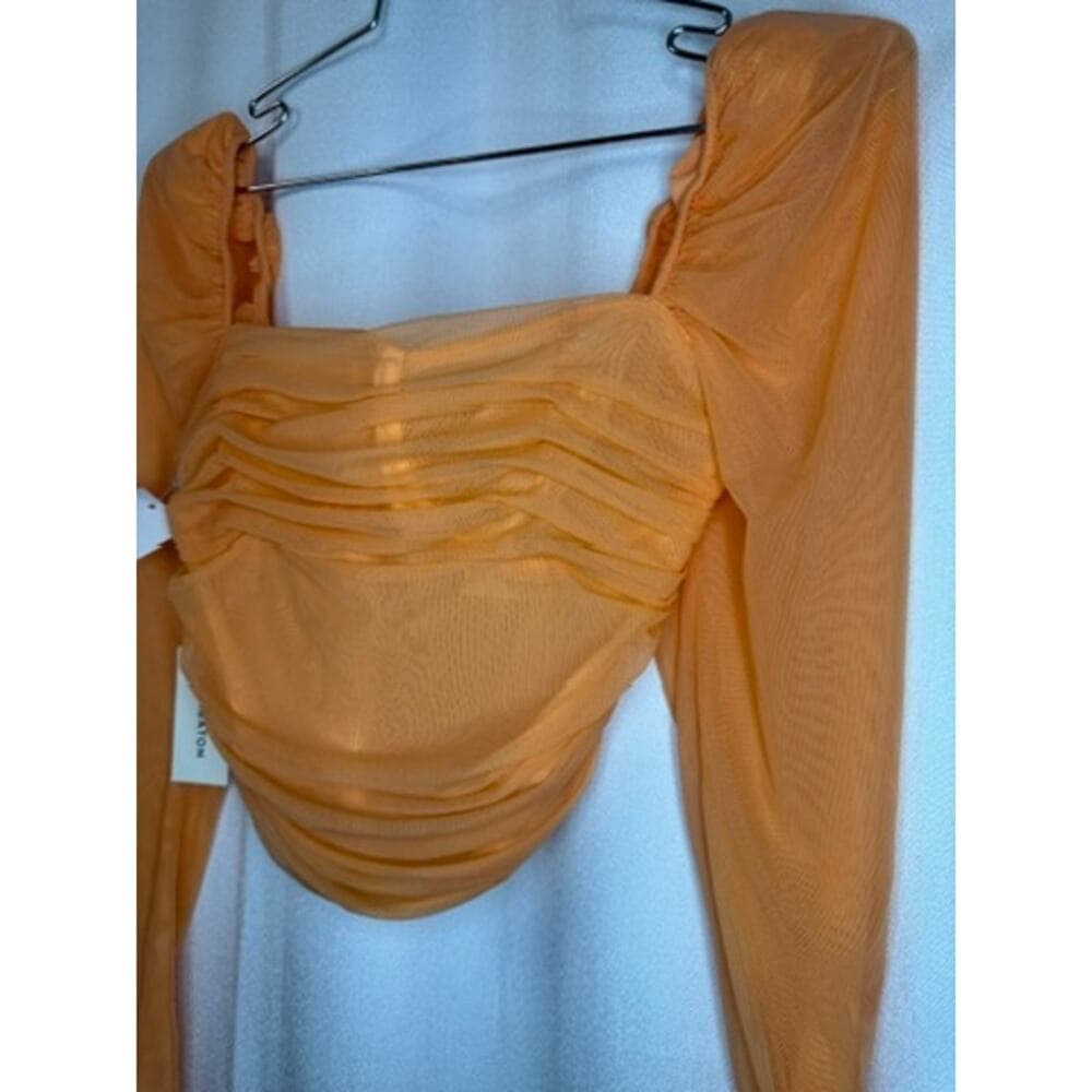 371. Babaton Ruched Mesh Long Sleeve Crop Top Size 2 NWT