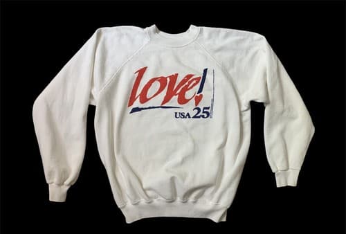 Rare Vintage Love USA USPS 25 Cent Stamp 1990s Crewneck Sweatshirt 80s 90s L