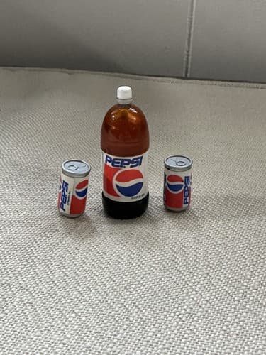 Barbie Accessory TYCO Kitchen Little's PEPSI Rare 2 Single Cans Soda 1 Bottle Vt