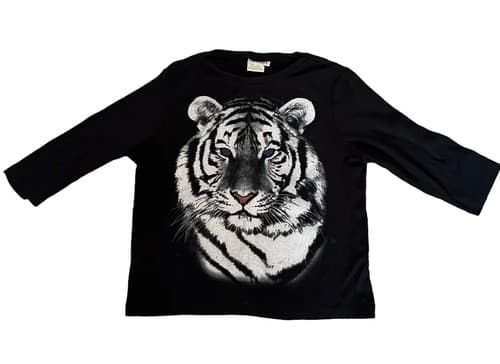 Vintage 90s Fiorlini International 3/4 white Tiger graphic Shirt Women's medium