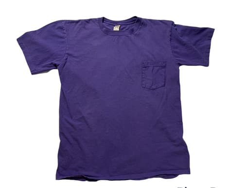 Vtg USA TOWNCRAFT Pocket T shirt L Selvedge Oversized Single Stitch Flaw Purple