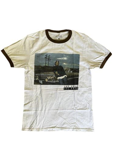Ice Cube Retro Doughboy Pose Leaning On Impala Ringer T-Shirt White Brown Medium