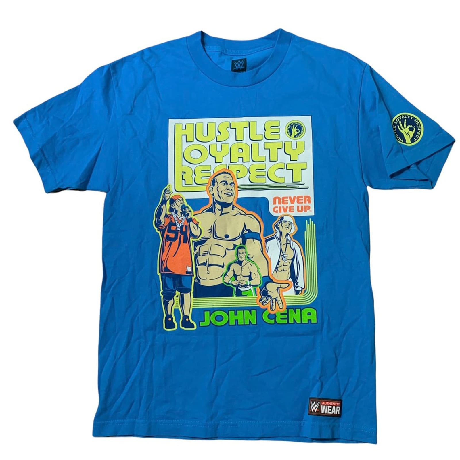 John Cena WWE Authentic Bright Blue T-Shirt Men's Medium