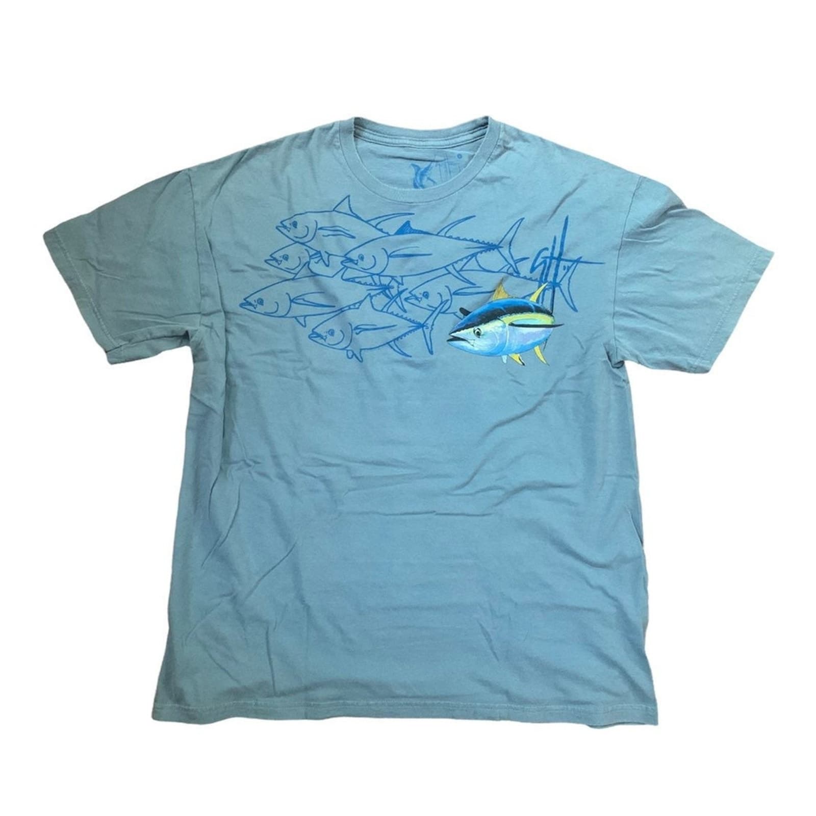 Guy Harvey Marlin T-Shirt Blue Men's Large Bluewater Shirt