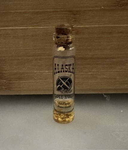 vial of Real 24K gold flakes - Gold Rush Alaska - Gold Flakes in liquid