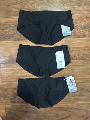 3 RACHEL ZOE Jockey Women’s Small Boyshort Panties Black Microfiber Cheeky Fit