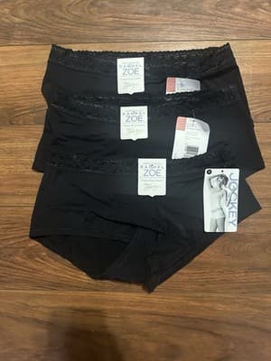 3 RACHEL ZOE Jockey Women’s Medium Boyshort Panties Black Microfiber