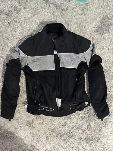 Power Trip Black & Grey Mesh Motorcycle Jacket Women's Size M New W Tags Padded
