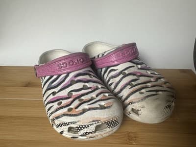 Crocs Comfort Kids Classic Clog Teal Black Pink Black Zebra and Clitter Size 12