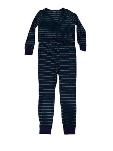 Gap Body Pajamas Womens Large Blue Green Stripe One Piece Jumpsuit Sleepwear