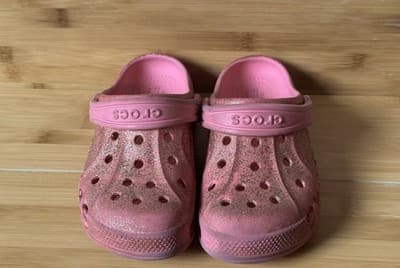 Girls crocs toddler size 11 pink sparkle Glitter