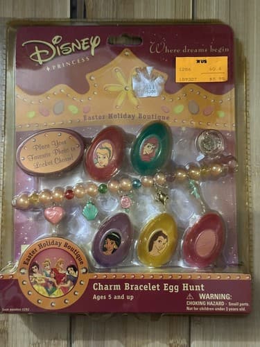 Disney Princess Easter Glamour Set NRFB Charm Bracelet Egg Hunt 2003 Vintage