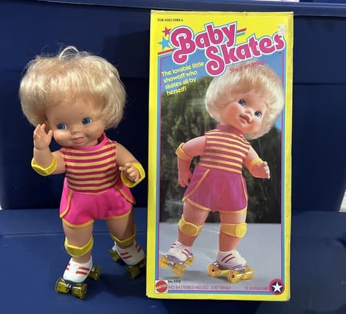 Vintage Doll Baby Skates 1982 Original Box 15" T Mattel Instructions