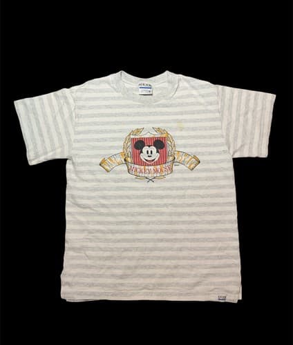 Vintage 90s Mickey Mouse Disney Gear For Sports Medium T Shirt Varsity Striped