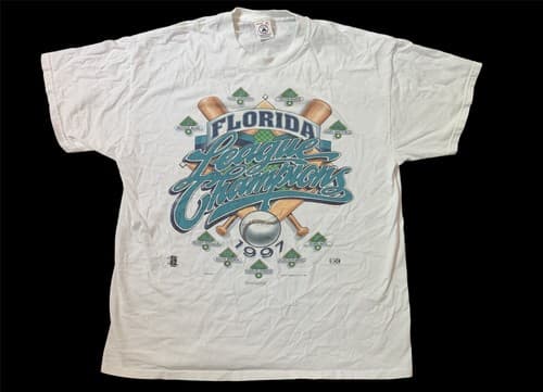 Vintage Florida Marlins 1997 NL Champions Graphic T-Shirt Size XL Graphic