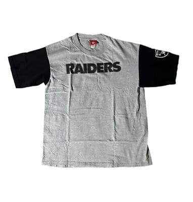 Vintage Y2K NFL Raiders Colorblock T-Shirt Tee Mens Large