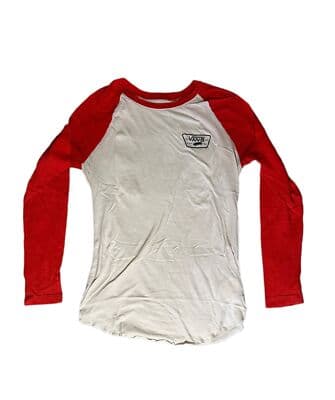 Van's Henley Shirt Men's Size Small red and cream long sleeve