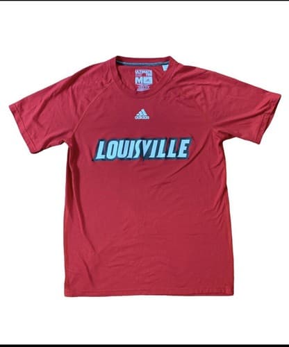 ADIDAS LOUISVILLE CARDINALS MENS Medium RED CLIMALite Ultimate Tee Logo