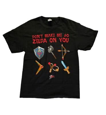 Vintage Legend of Zelda Don’t Make Me Go Zelda On You Graphic T-Shirt Men’s M