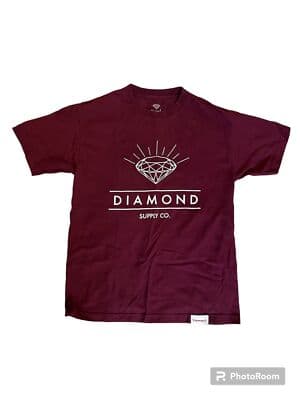 Mens medium Diamond Supply T-Shirt Burgandy white