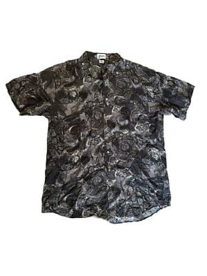Mens Elite Light weight Silk Button up Dress Shirt t-shirt Black white grey Med