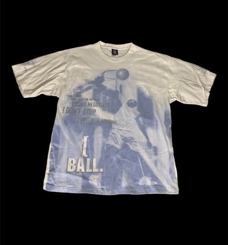 Men's 2XL Vintage Blue BoomX BX Jeans Mesh Overlay Basketball T Shirt Unique
